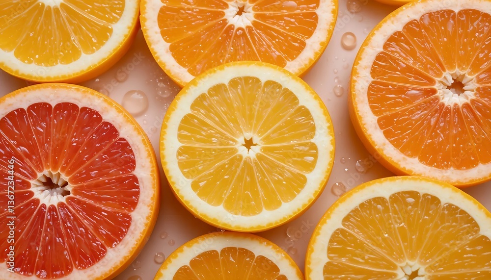 Juicy citrus fruits being sliced open, droplets of juice spraying, bright and fresh, colorful and vibrant Juicy citrus fruits being sliced open, droplets of juice spraying, bright and fresh, colorful and vibrant