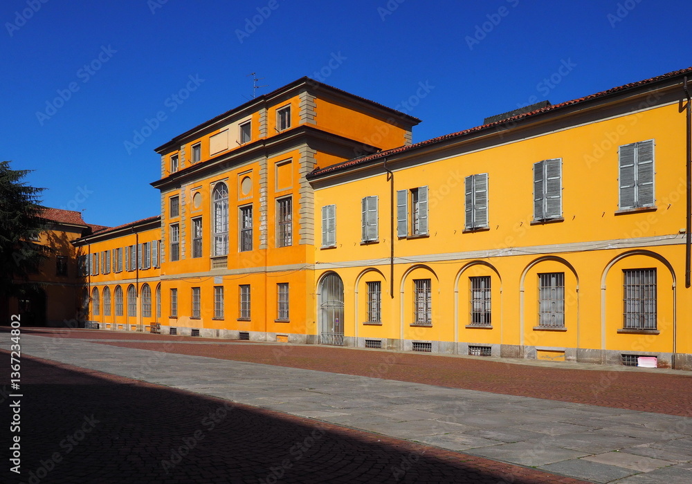 Fototapeta premium External court of the historic University of Pavia city. The University of Pavia is one of the world’s oldest academic institutions. Northern Italy