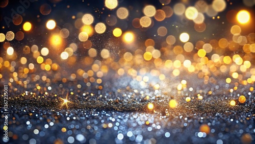 Abstract Silver Glitter Lights Background, Defocused Sparkle, Festive Shimmer, Glamorous Bokeh, Minimalist Photography
