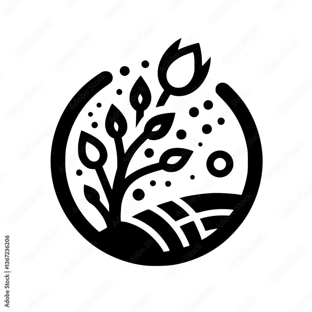 Obraz premium Organic Growth: Minimalist Emblem of Nature's Cycle