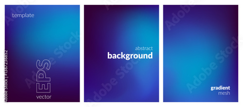 Abstract liquid background set. Gradient mesh. Effect bright color blend. Blurred fluid colorful mix. Modern design template for web covers, ad banners, posters, brochures, flyers. Vector EPS