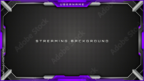 Futuristic Streaming Background in Black, Silver and Indigo Color Theme for Live Gaming and Streaming Broadcasts