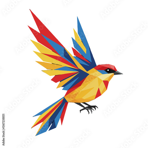 Colorful Geometric Bird Flying