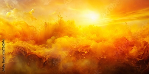 Abstract Yellow Orange Gradient Banner Background Double Exposure Stock Photo