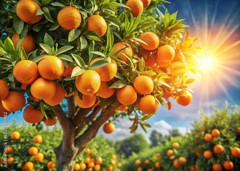 Abundant Orange Harvest: Lush 3D Render of a Fruit-laden Orange Tree Abundant Orange Harvest: Lush 3D Render of a Fruit-laden Orange Tree