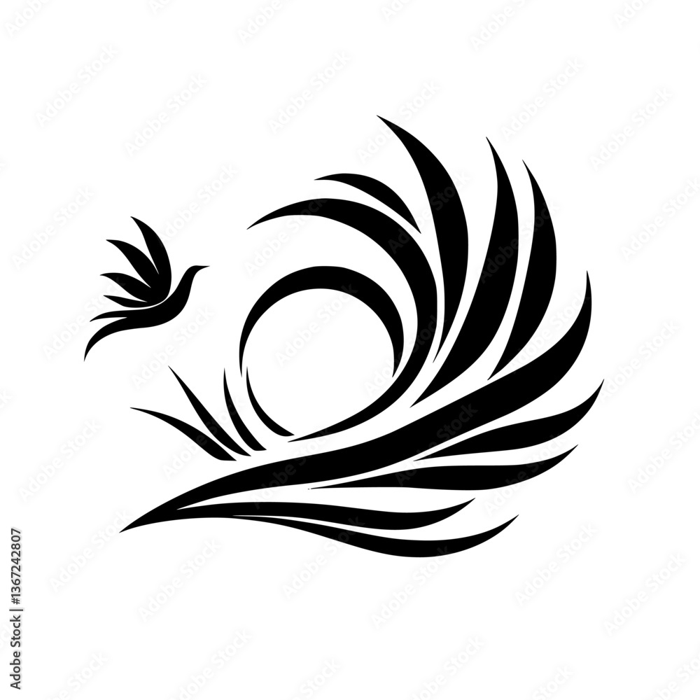 Soaring Dove: Abstract Black and White Composition Soaring Dove: Abstract Black and White Composition