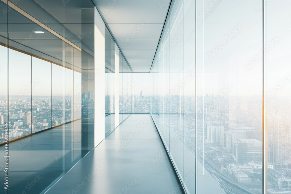 Modern office building interior in Hong Kong at night with futuristic design, glass windows, and bright lights Modern office building interior in Hong Kong at night with futuristic design, glass windows, and bright lights