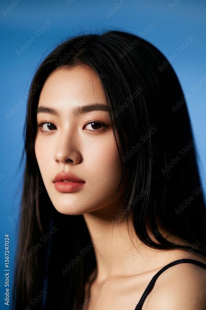 a close up of a woman with long black hair and a black top a close up of a woman with long black hair and a black top