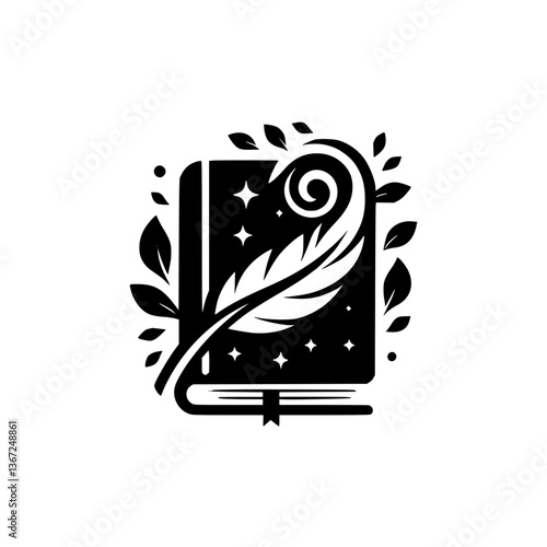 Enchanted Book: A Literary Logo of Magic and Nature