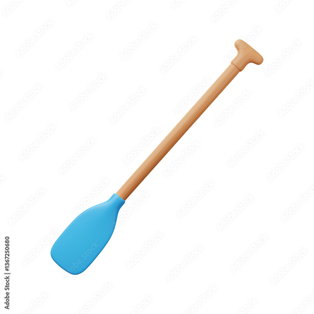 Long Wooden Rowing Oar with Blue Paddle Tip 3D Icon Long Wooden Rowing Oar with Blue Paddle Tip 3D Icon