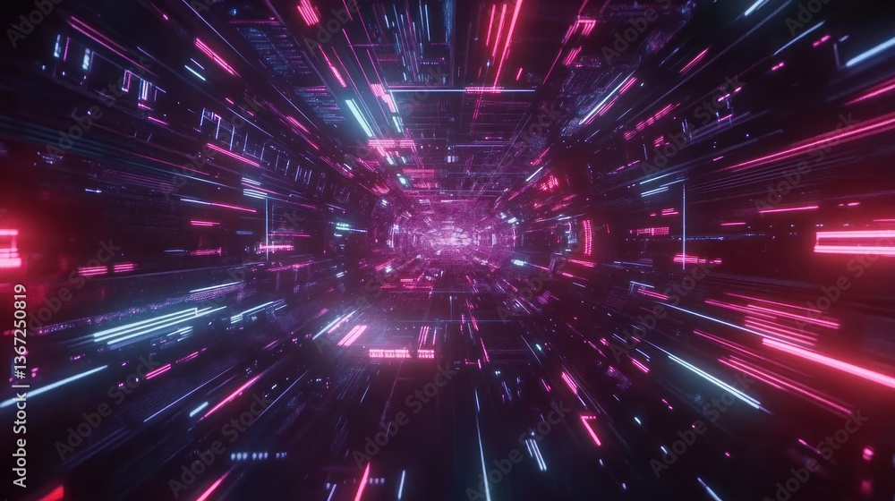 Naklejka premium Futuristic Neon Tunnel