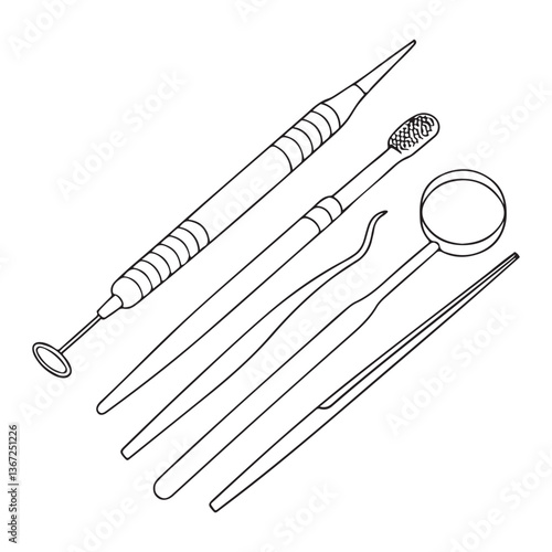 Set of vector dental instrument icons and design elements