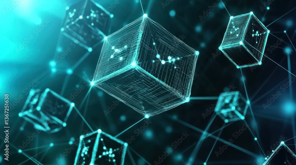 Digital Cubes Network in Teal Digital Cubes Network in Teal
