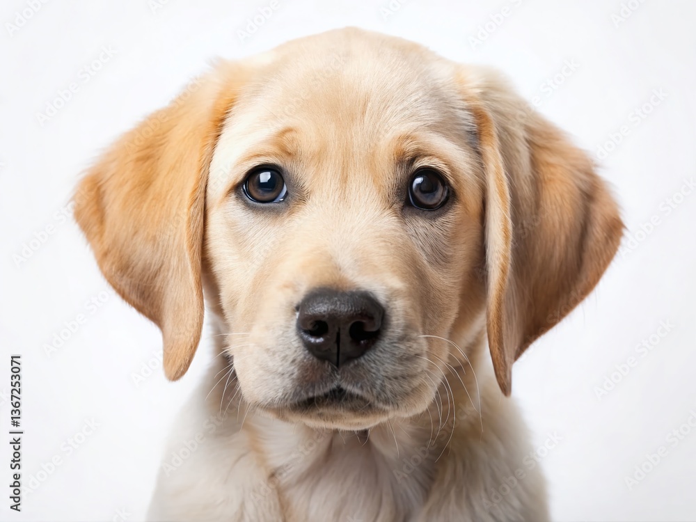Adorable Labrador Retriever Puppy Close-Up, Isolated White Background - Perfect for Pet, Dog, Animal Stock Photos Adorable Labrador Retriever Puppy Close-Up, Isolated White Background - Perfect for Pet, Dog, Animal Stock Photos