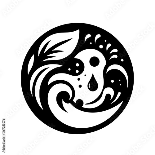 Monochrome Circle of Life: Water, Tears, and Nature's Embrace