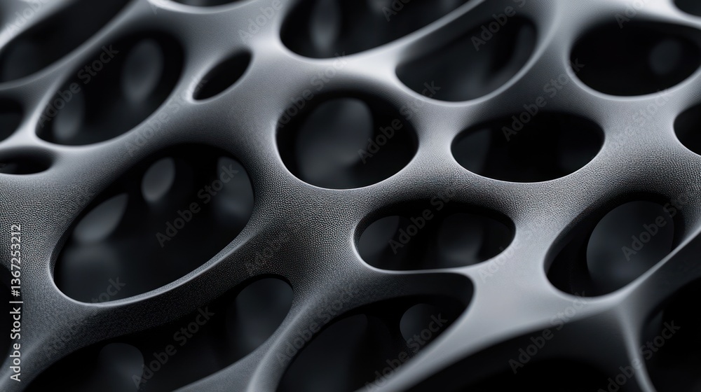 Abstract dark gray metal lattice structure with many interconnected, organic shapes. Abstract dark gray metal lattice structure with many interconnected, organic shapes.