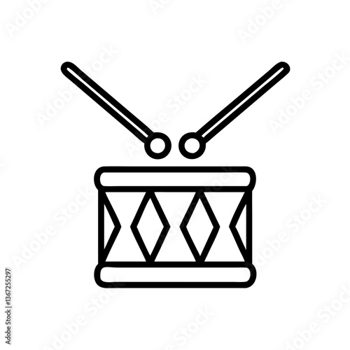 Raffle drum icon with drumsticks in minimalist design  