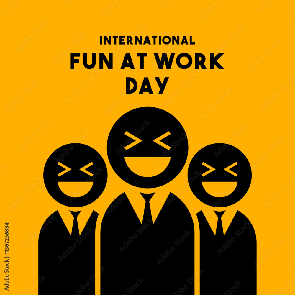 Obraz premium International Fun at Work Day. Flat design vector. Yellow background.