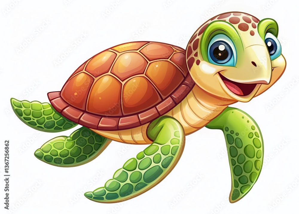 Fototapeta premium Adorable Sea Turtle Clipart: Perfect for Kids' Projects & Designs