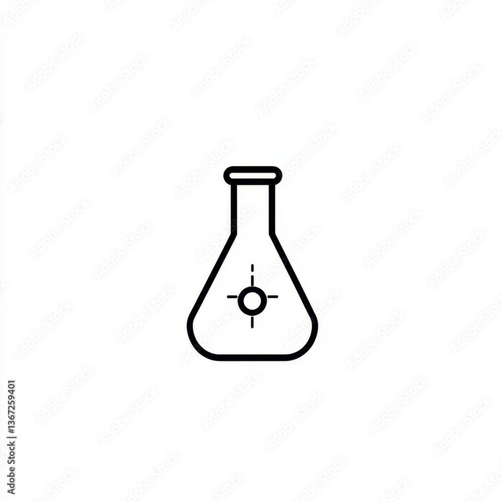 Simple line art of a beaker with a focus point Simple line art of a beaker with a focus point