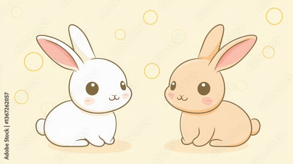 Obraz premium Cute and playful rabbit icon designed with soft colors and a friendly expression. 