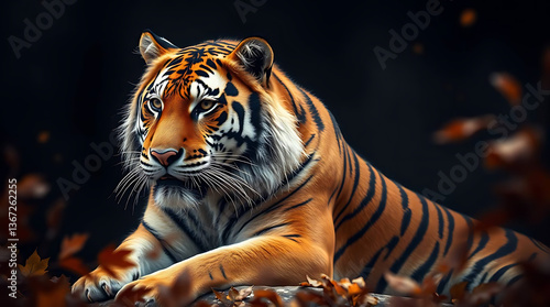 Wallpaper Mural majestic tiger wallpaper, created by generative ai Torontodigital.ca