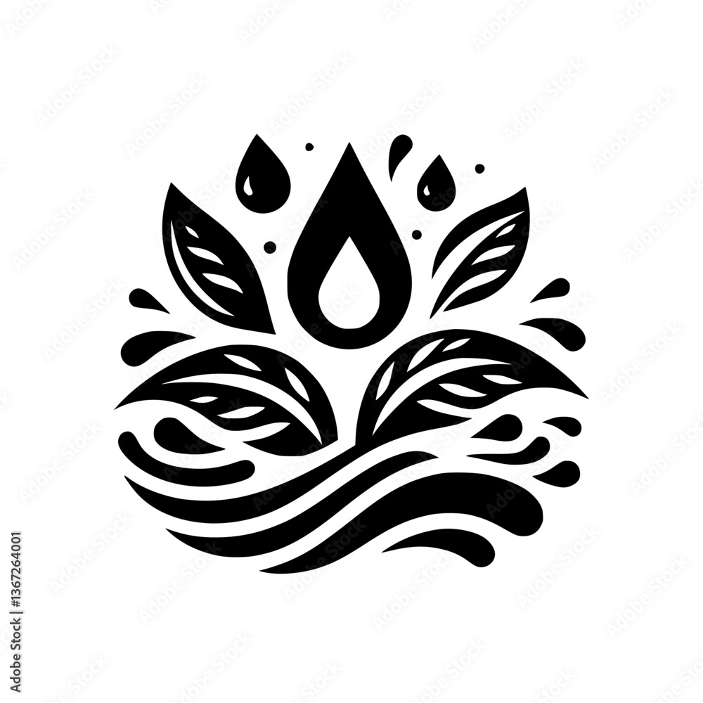 Obraz premium Eco-Drop: Minimalist Water & Nature Emblem