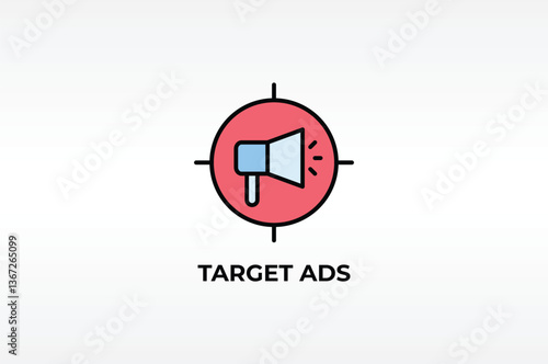 Target Ads Vector, Icon Or Logo Sign Isolated Symbol Illustration