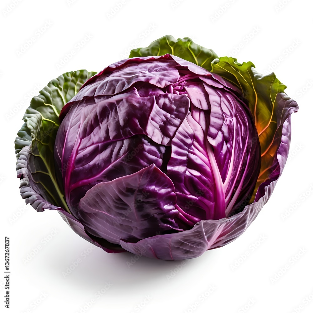 Obraz premium Fresh Red Cabbage Isolated on White Background