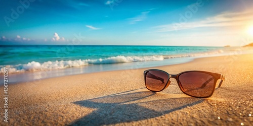 Wallpaper Mural Aerial Drone Shot of Sunglasses on a Beach, Summer Vacation Concept Torontodigital.ca