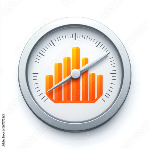 Time Management Graph; Progress Clock;  Orange Chart;  Productivity Icon