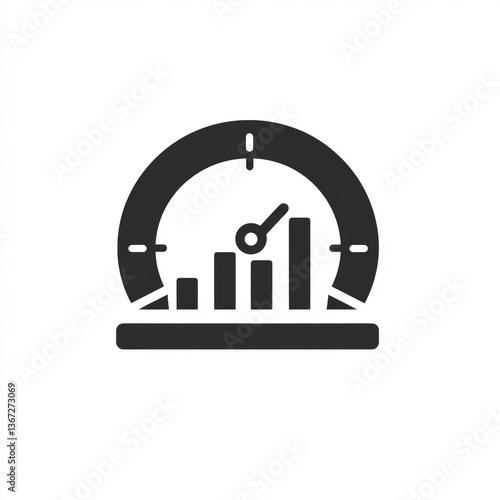Speedometer with rising graph, data growth graphic