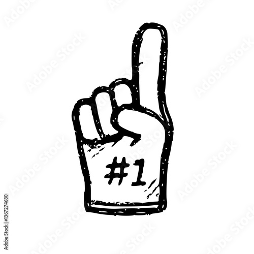 Hand Drawn Foam Finger Number One