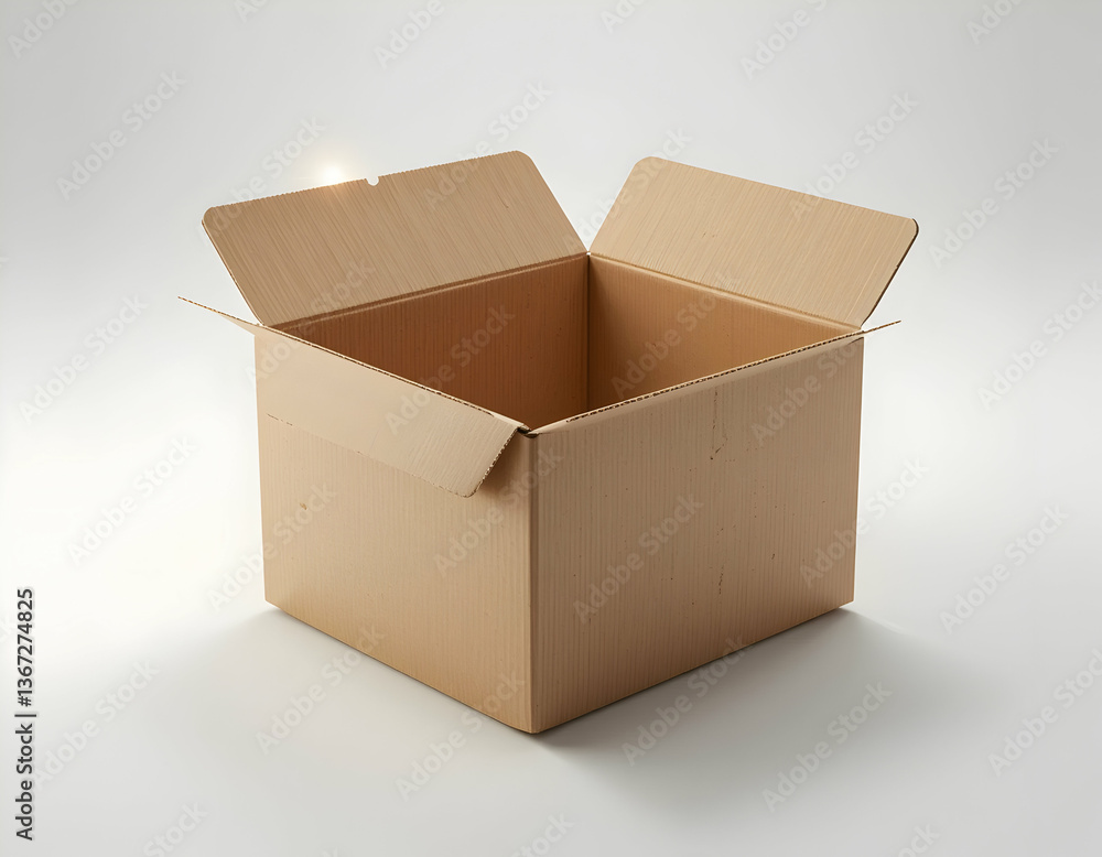 Open Cardboard Box Ready for Packing on Clean Neutral Background Open Cardboard Box Ready for Packing on Clean Neutral Background