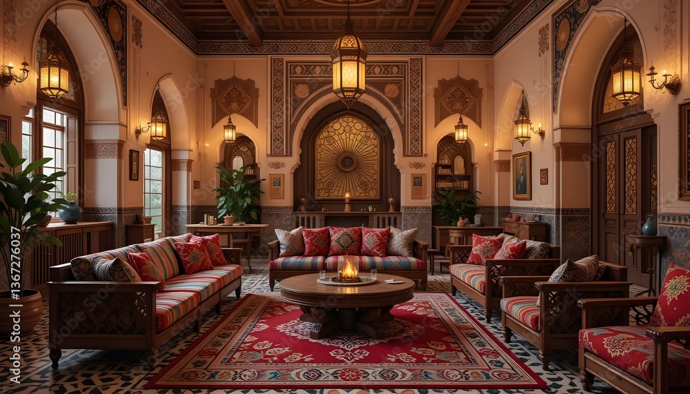 Obraz premium Moroccan Bohemian Living Room Mockup