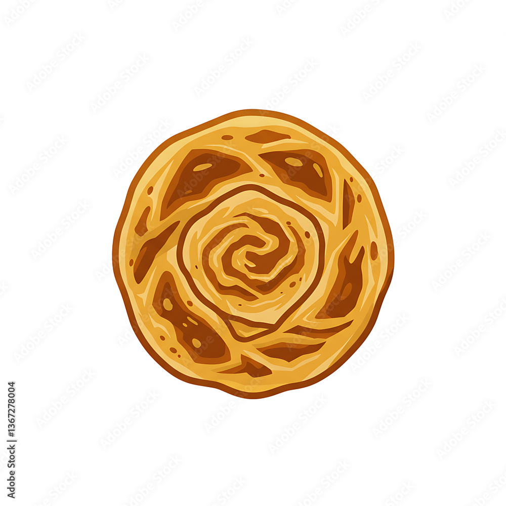 Drawing of a Sweet Pastry with a Swirl Design on White Background Drawing of a Sweet Pastry with a Swirl Design on White Background