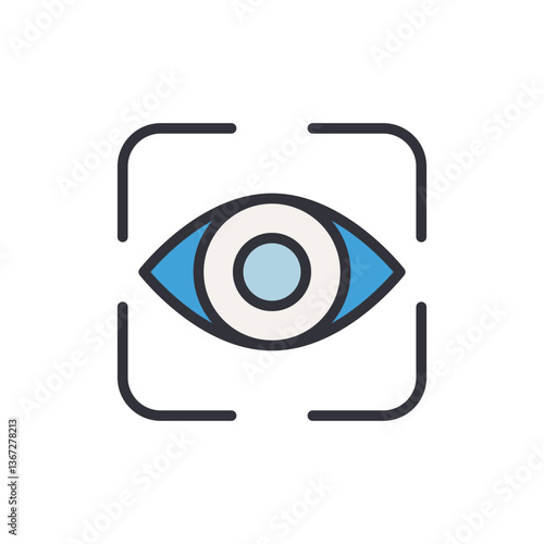 Eye recognition colored icons, minimalist vector illustration ,simple transparent graphic element .Isolated on white background