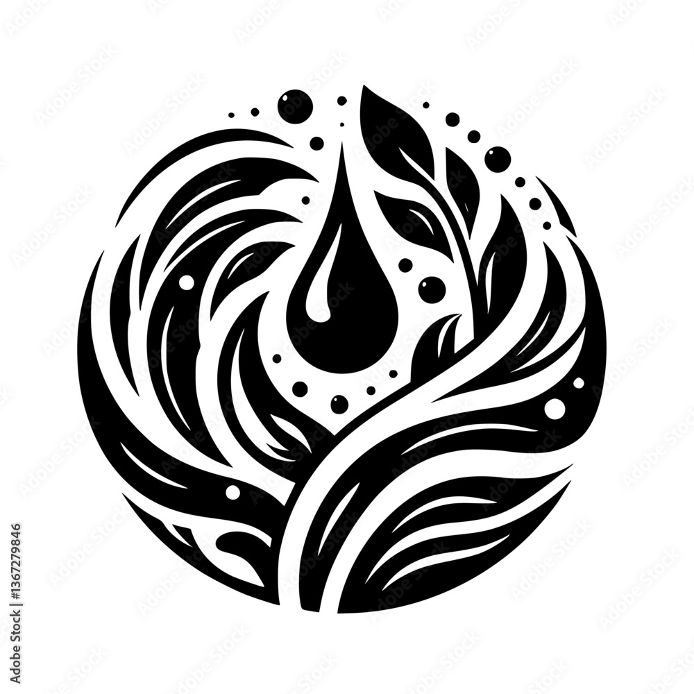 Obraz premium Eco-Symbol: Water Drop & Nature in a Circle
