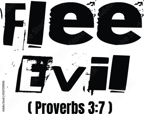Flee Evil Elegant Bible Verse Typography Template | Inspirational Christian Quotes | Faith-Based Scripture Design for T-Shirts, Prints & Digital Art"