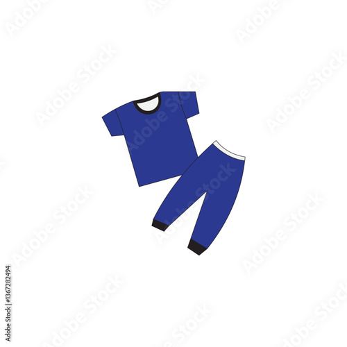Kids shirt and jogger pajama set fashion vector illustration. Nightwear outfit