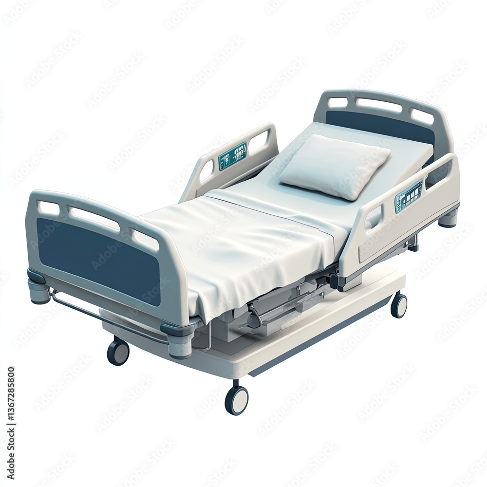 hospital bed, illustration. isolated on white hospital bed, illustration. isolated on white