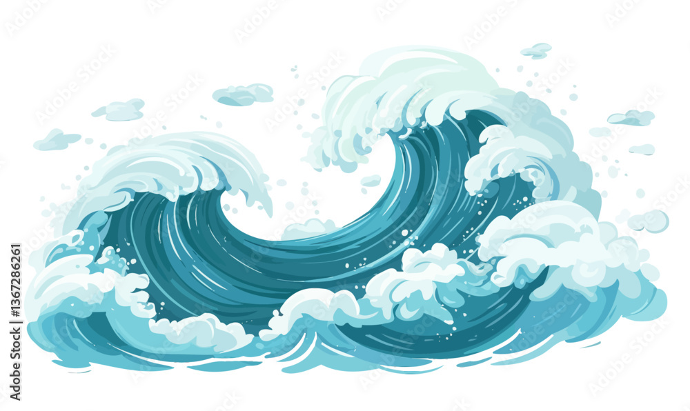 Minimalist Vector Illustration of Ocean Wave in Flat Design Minimalist Vector Illustration of Ocean Wave in Flat Design