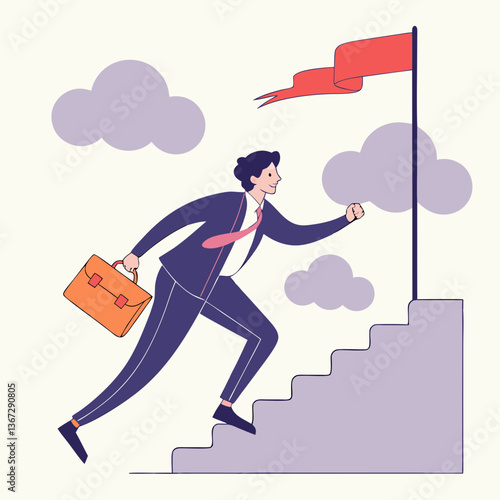 Persistent professional ascending towards goal in career growth representation