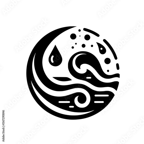 Fluid Dynamics: A Black and White Emblem of Water's Essence