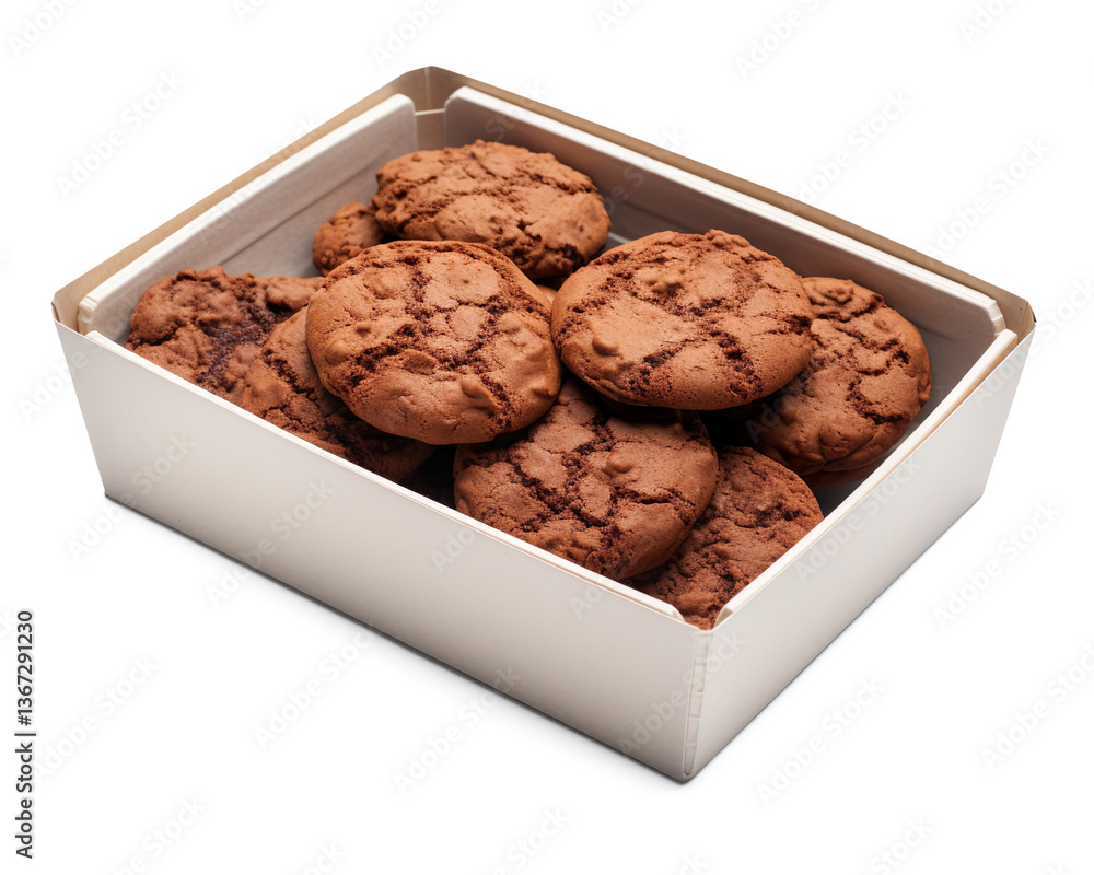 Fototapeta premium Homemade chocolate cookies in the box on a transparent background