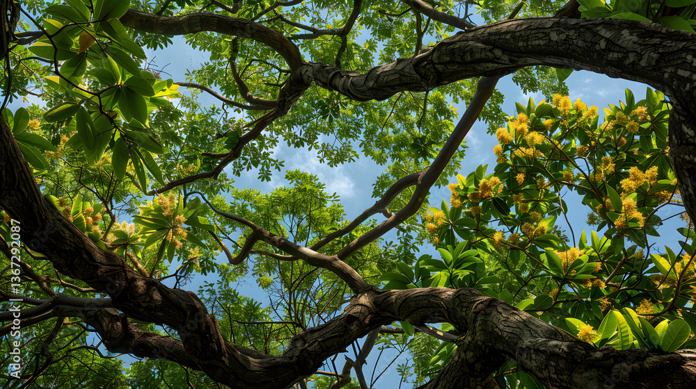 Ylang-Ylang Tree Blooming Bright on a Sunny Tropical Day: A Capturing Display of Nature's Beauty Ylang-Ylang Tree Blooming Bright on a Sunny Tropical Day: A Capturing Display of Nature's Beauty