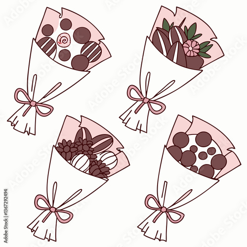 Sweet Treat Bouquets: Artistic Arrangement of Confectionery Delights and Pastel Wraps