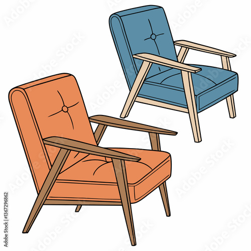 Vintage armchair illustration showcasing design, comfort and aesthetic form for interior decoration