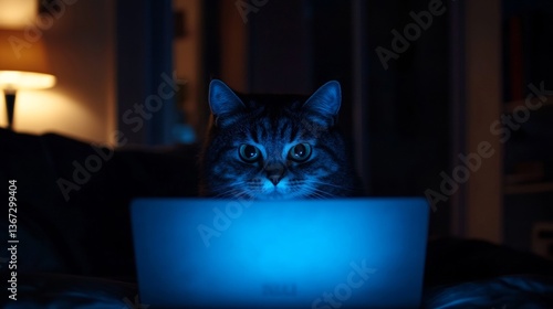 Laptop Screen Illuminating Dark Room