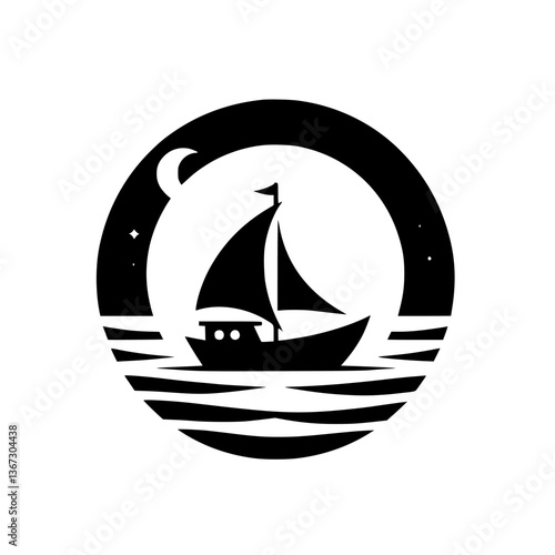 Silhouette Voyage: Nighttime Sailboat on the Water